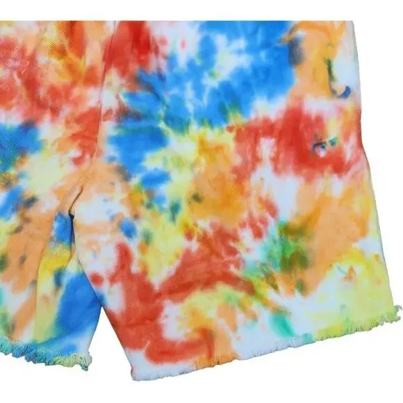 NWT BP. Womens Small Tye-Dye Elastic Waist Shorts Raw Hem Pockets HIgh Waist - Picture 7 of 14